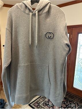 Men’s Gucci interlocking G embroidered jersey cotton hoodie size XXXL made Italy